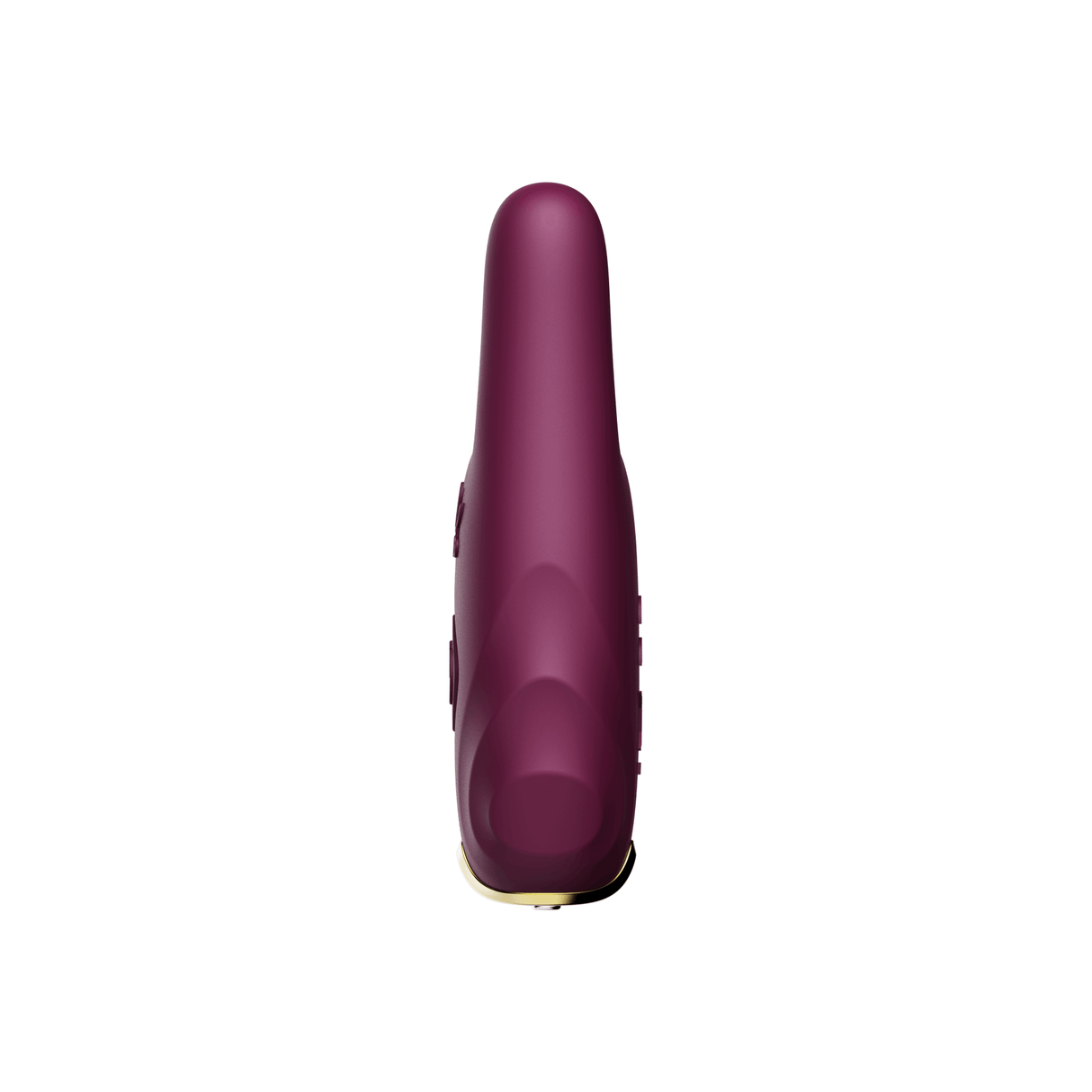 ZALO Nave velvet purple vibrating nipple clamps with EasyClamp technology and dual motors, front view.
