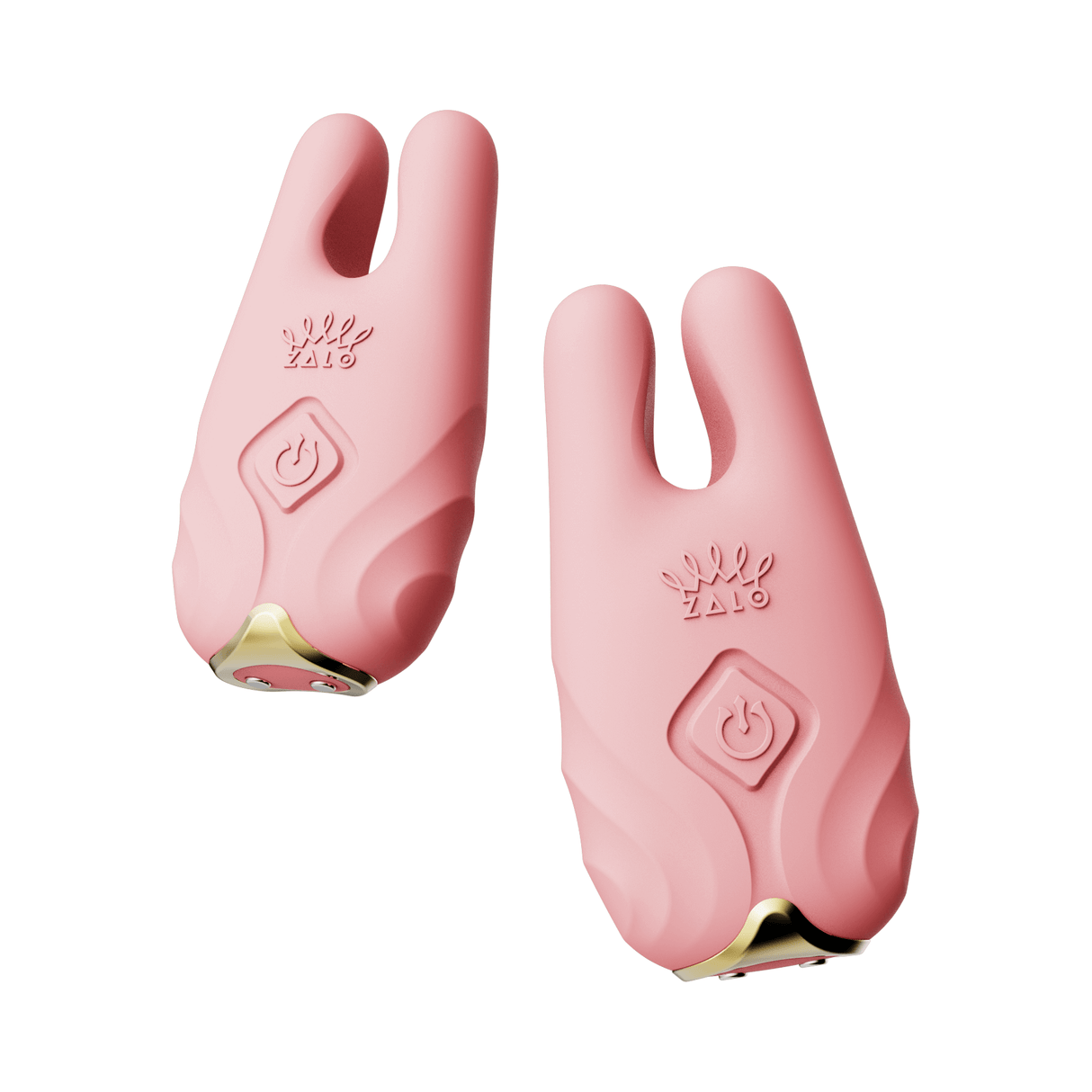 ZALO Nave Vibrating Nipple Clamps in Coral Pink with EasyClamp technology and powerful dual motors for intense nipple play.