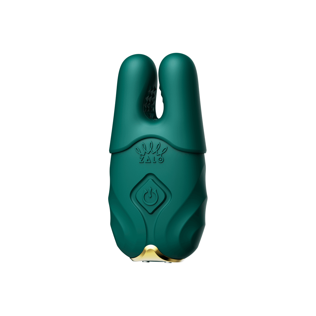 Turquoise Green ZALO Nave Vibrating Nipple Clamps with EasyClamp technology and dual motors inspired by goddess Nephthys.