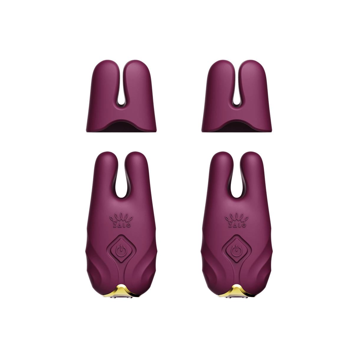 ZALO Nave Vibrating Nipple Clamps Velvet Purple with Dual Motors and EasyClamp Technology