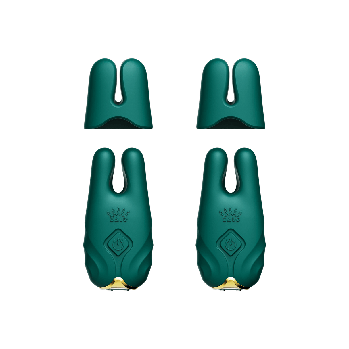 ZALO Nave Vibrating Nipple Clamps Turquoise Green with EasyClamp technology and dual motors, inspired by goddess Nephthys