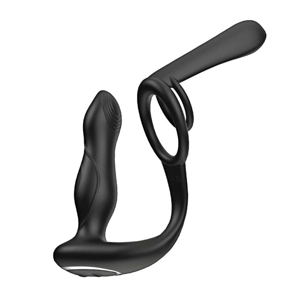 Enhancer Vibro Plug & Penis Sheath Black, dual-action vibrating accessory for enhanced sensation.