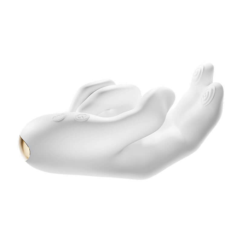 2 Fingers Come Hither Vibrating Thumb in sleek white design, mimicking the motion of fingers for personal massage.