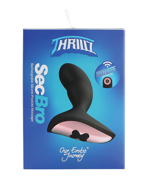 Thrillz Sec Bro Silicone Prostate Massager with Remote packaging showing design and features for prostate pleasure.