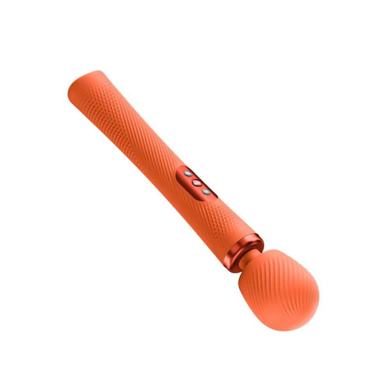 Fun Factory Vim Wand Massager Orange with grooved texture for deep, rumbly sensations and total relaxation.
