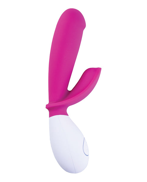 OhMiBod Lovelife Snuggle Dual Stimulation Vibe Pink, designed for blended internal and external pleasure.