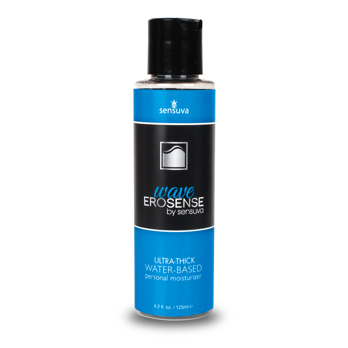 Sensuva Wave Erosense Ultra Thick Water Based Lubricant 4 Oz bottle on white background.