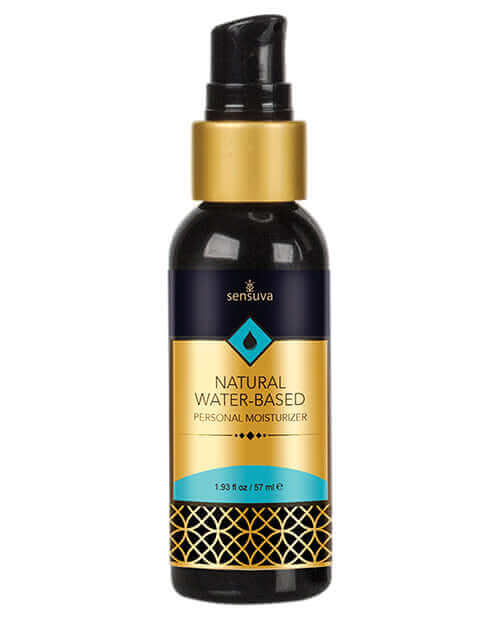 Sensuva Natural Water-Based Lubricant Unscented 2 Oz bottle with pump for intimate use.
