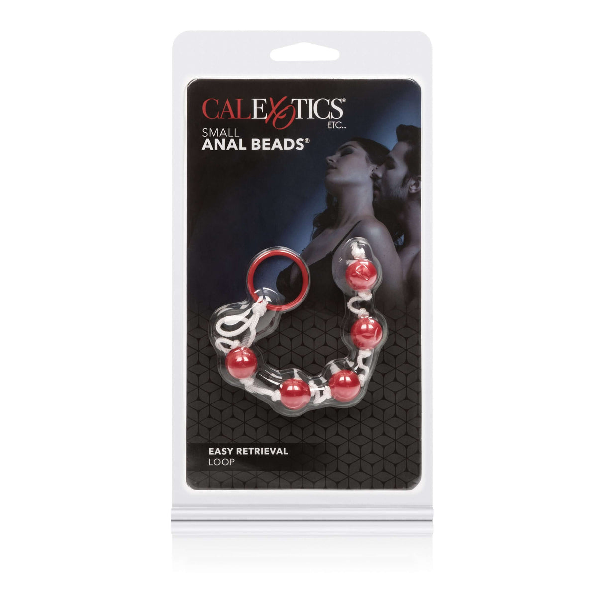 CalExotics Small Anal Beads Assorted Colors in packaging with easy retrieval loop for pleasure exploration.