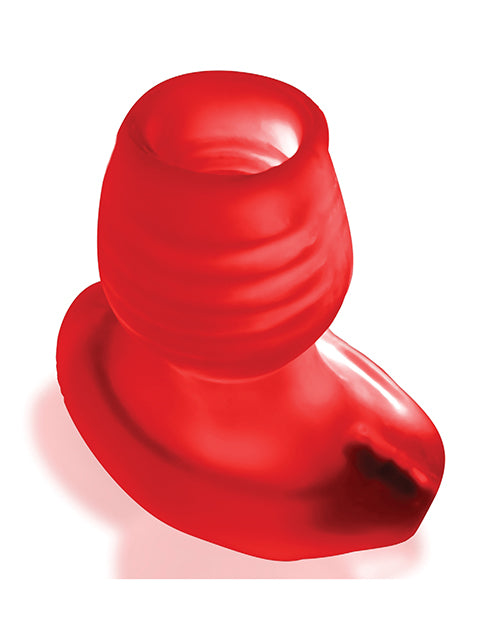 Oxballs Glowhole 2 Hollow LED Buttplug Large Red Morph in red silicone with ergonomic design.