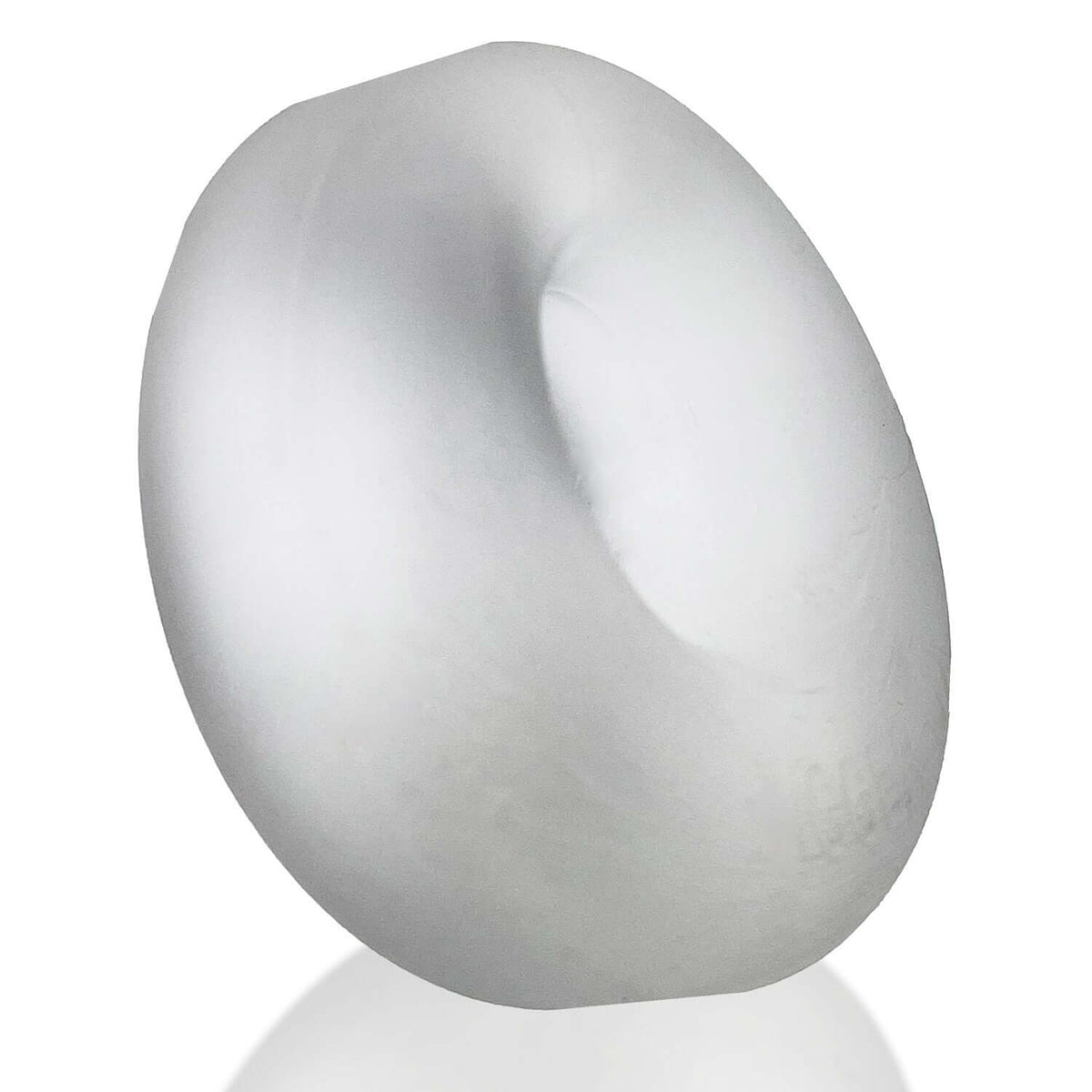 Oxballs Bigger Ox Padded Cock Ring Clear Ice showing soft, padded design for comfort and enhanced bulge.