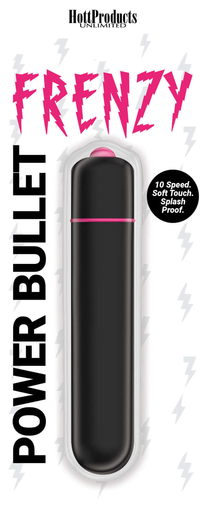 Hott Products Frenzy 10 Speed Bullet Vibrator Black with sleek design and soft touch coating for ultimate stimulation.