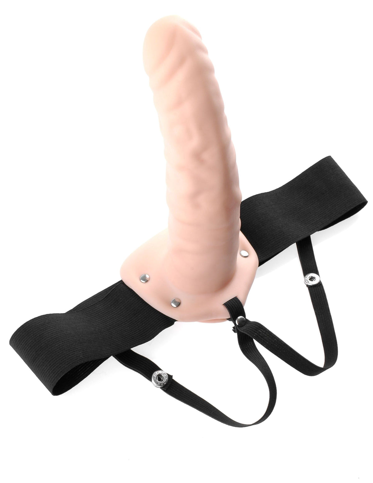 Fetish Fantasy 8 inch Hollow Strap On Flesh with adjustable harness for size play.