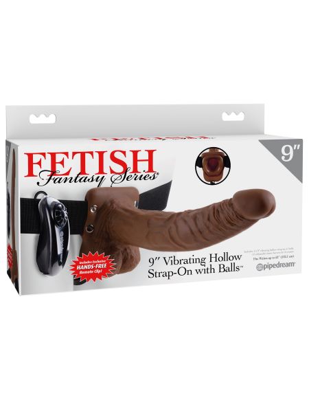 Fetish Fantasy 9 Inch Vibrating Hollow Strap On Brown - Image 5
