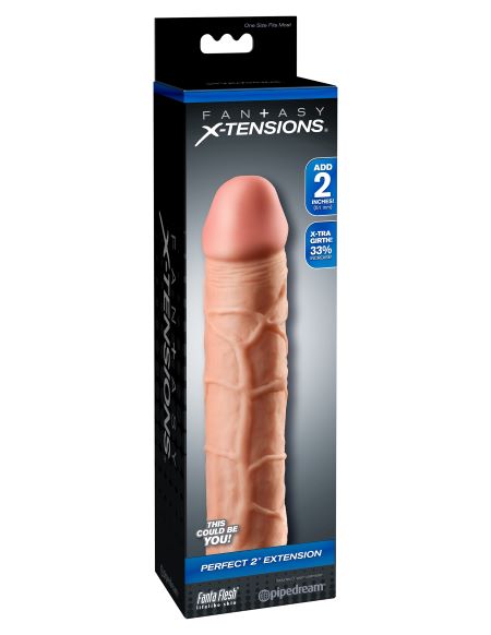 Fantasy X-Tensions Perfect Extension 2 inch Flesh packaging showcasing the natural look and texture of the product.