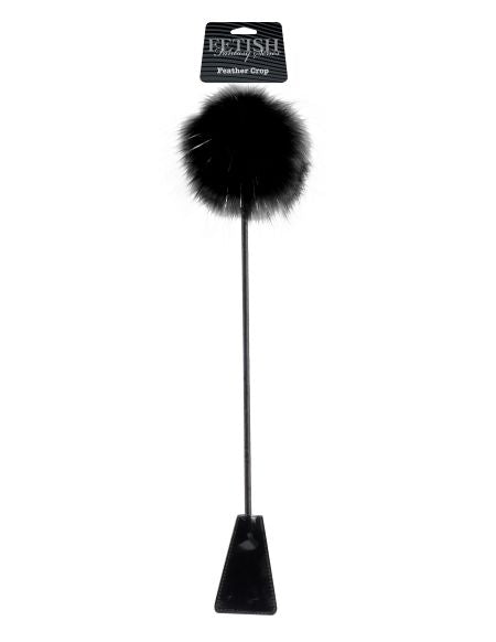 Fetish Fantasy Limited Edition Feather Crop Black featuring a soft feather tickler and firm tip for sensation play.