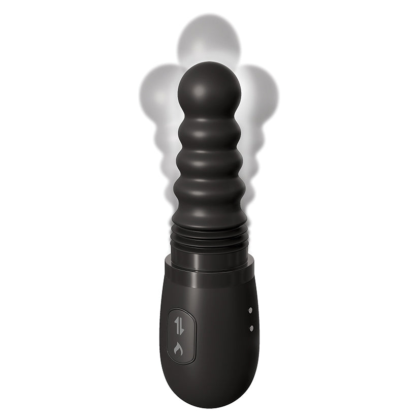 Anal Fantasy Gyrating Ass Thruster Black, a handheld vibrator with a gyrating tip for enhanced pleasure.
