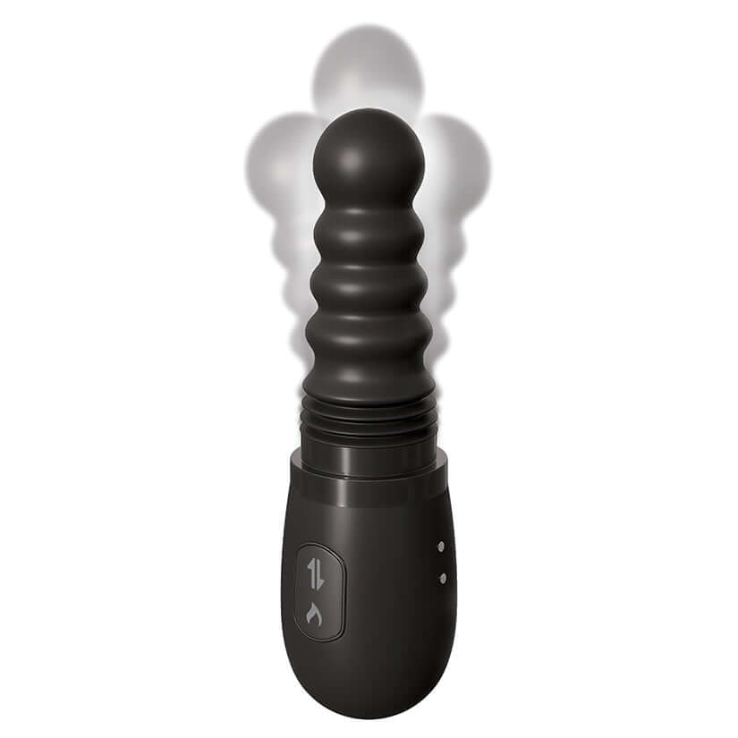 Anal Fantasy Gyrating Ass Thruster Black, a handheld vibrator with a gyrating tip for enhanced pleasure.