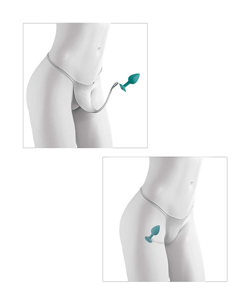 Hookup Panties Secret Gem Diamond Plug XL-2XL displayed on a mannequin, showcasing provocative design and stimulation features.