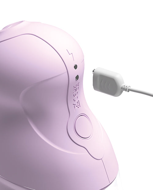 Close-up of the Fantasy For Her Veloura Touch Pleasure Pump Purple showing charging port and controls.