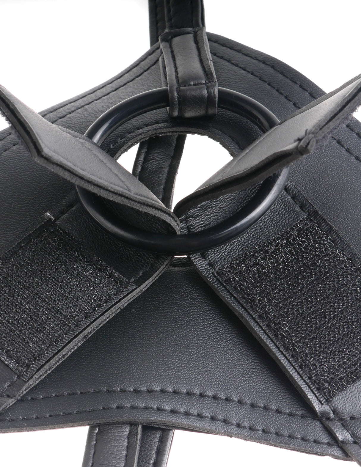 King Cock Strap On Harness with 8 Inch Dildo Vanilla close-up of strap and ring detail for secure fit.