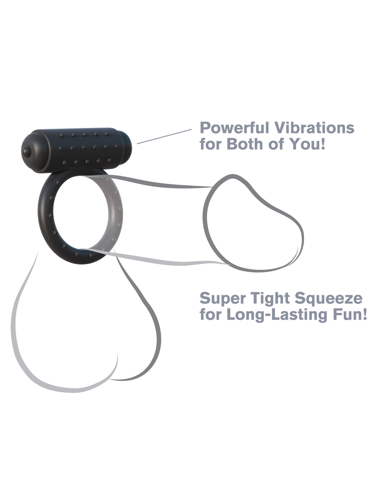 Fantasy C-Ringz The Wingman Vibrating Cock Ring Black with powerful vibrations and super tight squeeze.