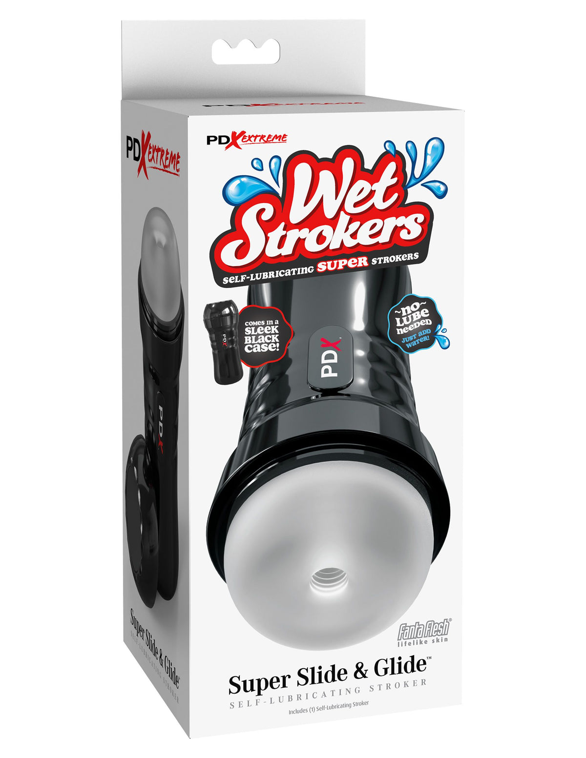 PDX Extreme Wet Pussies Super Slide Glide Stroker self-lubricating male masturbator in packaging.