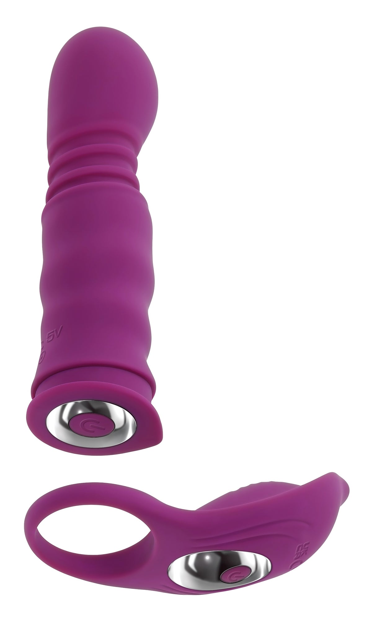 Playboy Match Play Silicone Dual Vibrator Purple, a versatile three-in-one toy for solo or couples play.