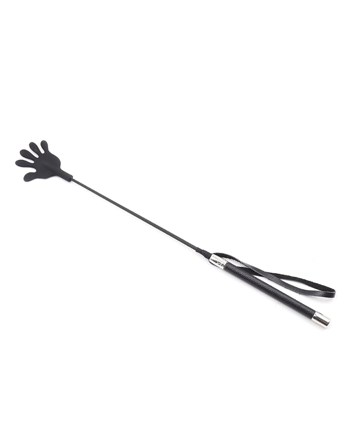 Plesur 22 inch Hand Shaped Silicone Crop Black displayed on a white background with a distinctive hand-shaped tip.