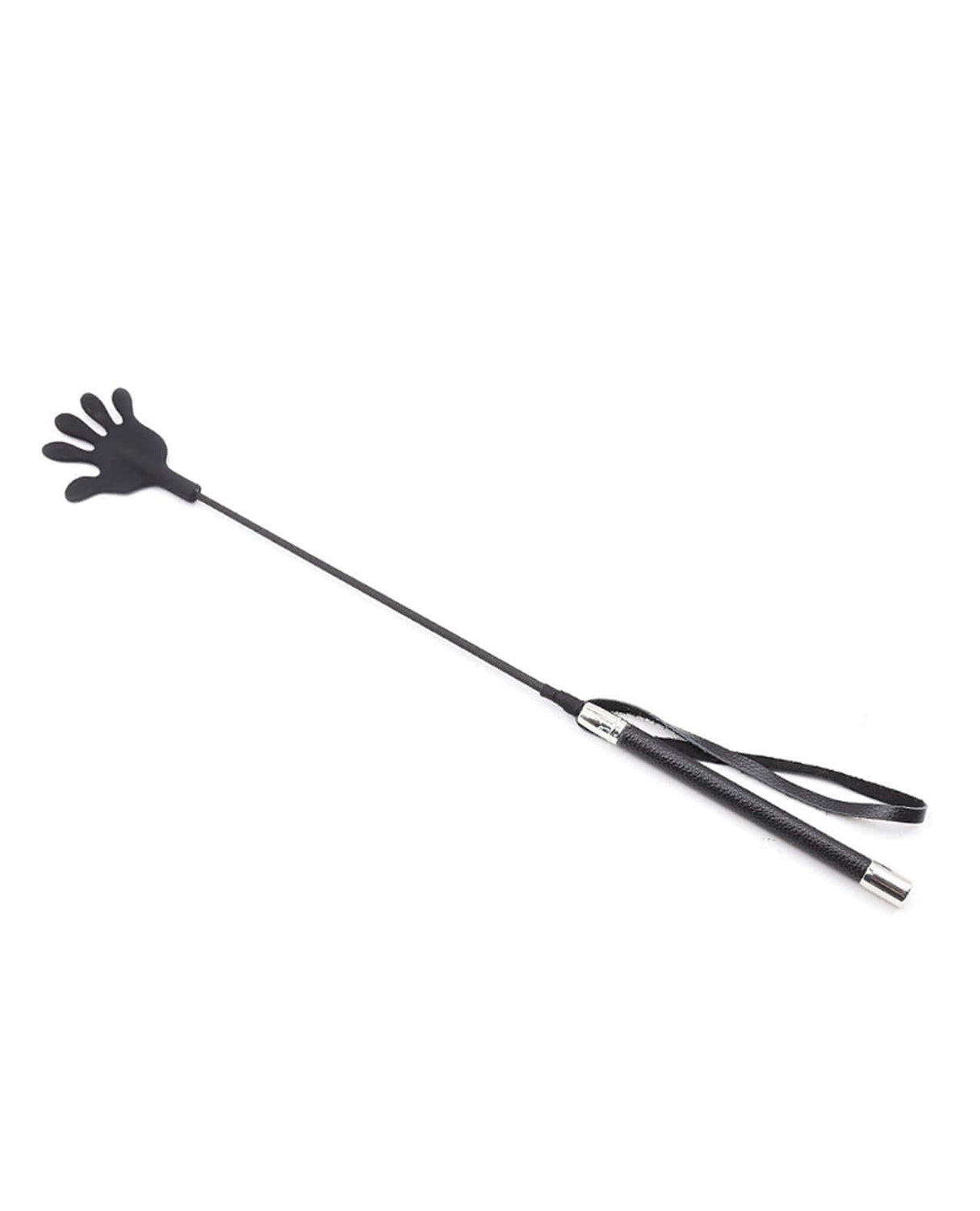 Plesur 22 inch Hand Shaped Silicone Crop Black displayed on a white background with a distinctive hand-shaped tip.