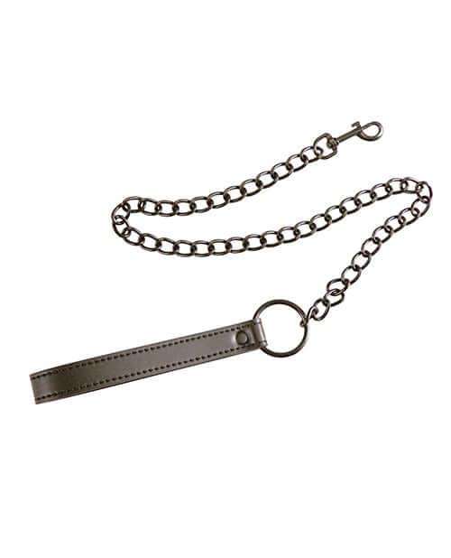 Plesur Neoprene Black Leash with Black Chain showcasing a sleek black design and durable materials.