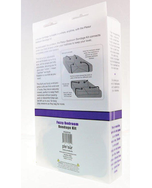 Plesur Fuzzy Bedroom Bondage Kit Black packaging showcasing secure under-bed system for restraint.