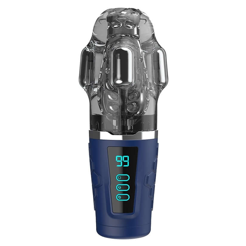 Peak Performa Hypershaker Fantasizer Masturbator Blue with transparent sleeve and control panel.
