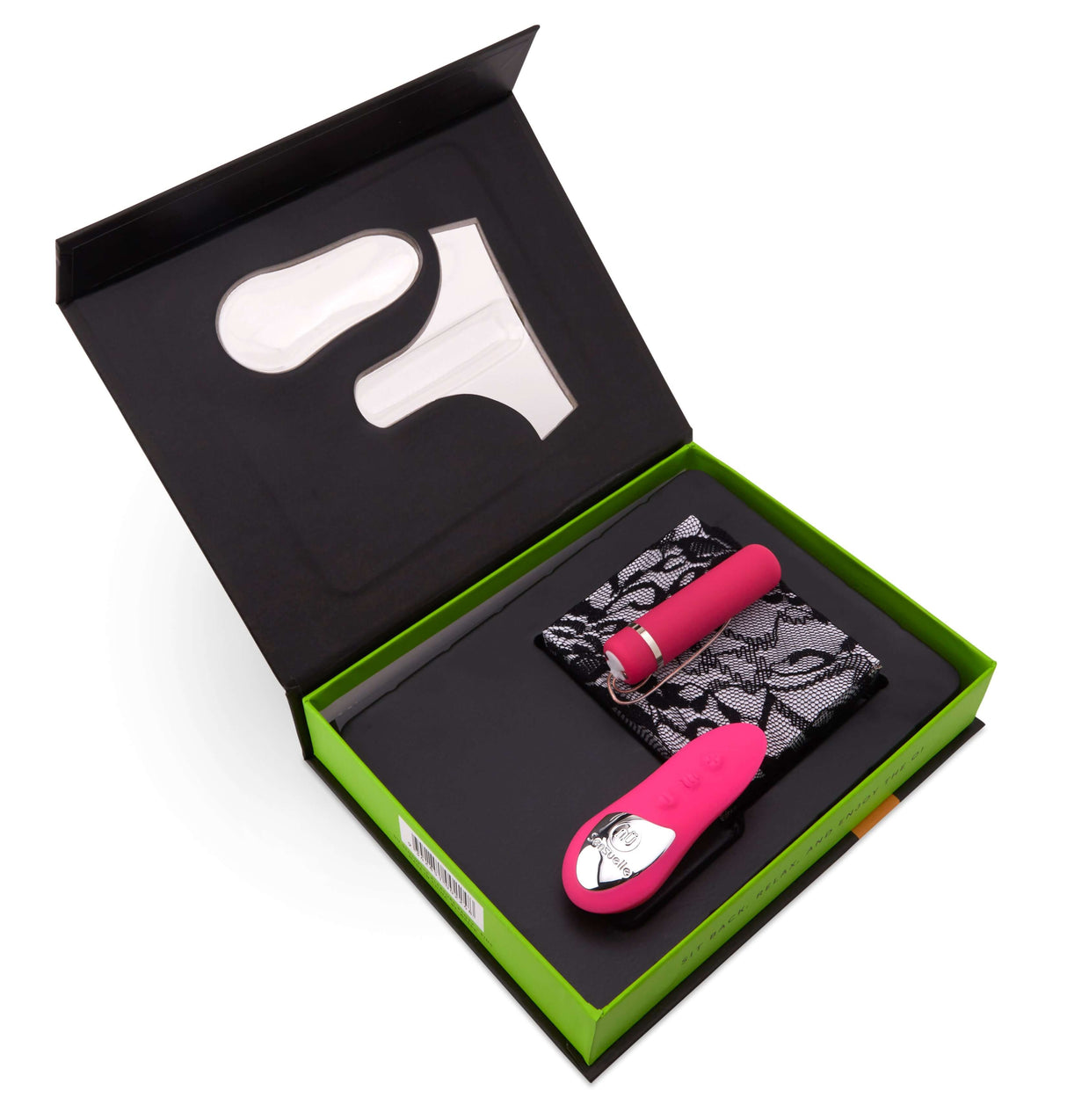 NU Sensuelle Pleasure Panty Pink Remote Control in open packaging with accessories and rechargeable bullet vibrator.
