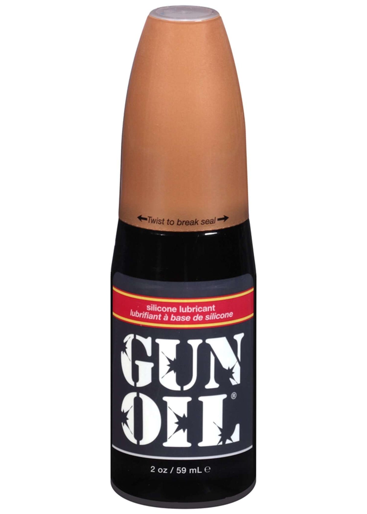 Gun Oil Silicone Lubricant 2 Oz bottle with a twist cap for easy use and long-lasting glide.