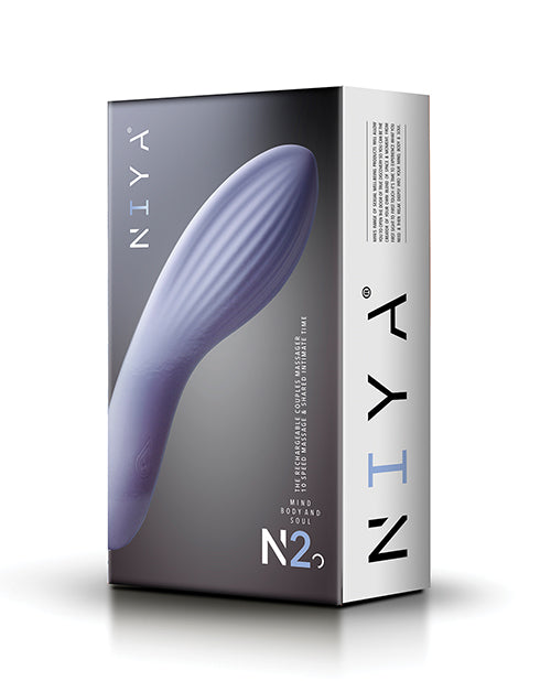 NIYA 2 Couples Massager Cornflower packaging showcasing its sleek and ergonomic design for intimate pleasure.