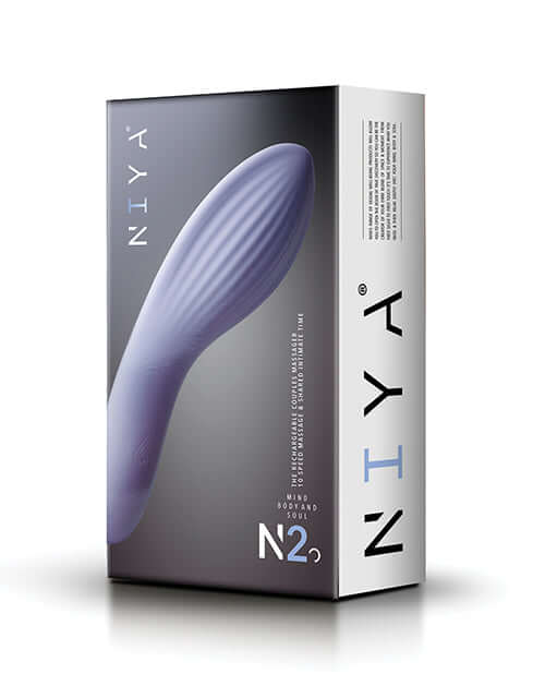 NIYA 2 Couples Massager Cornflower packaging showcasing its sleek and ergonomic design for intimate pleasure.