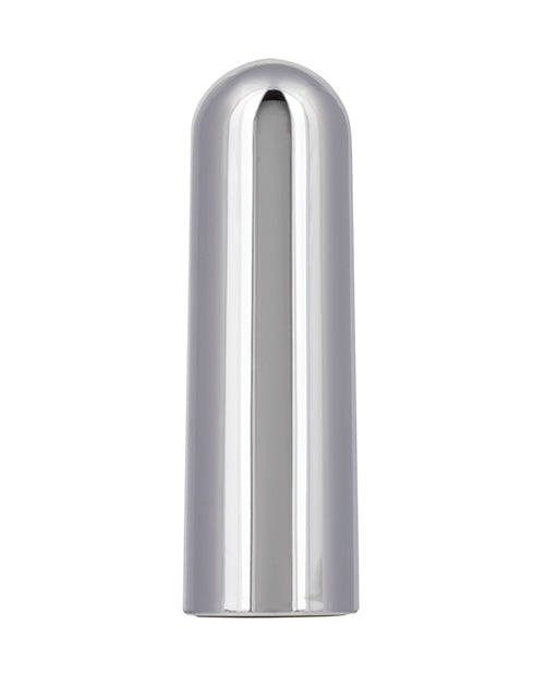 Turbo Buzz 10 Function Bullet Stimulator Silver sleek silver bullet vibrator with a shiny design.
