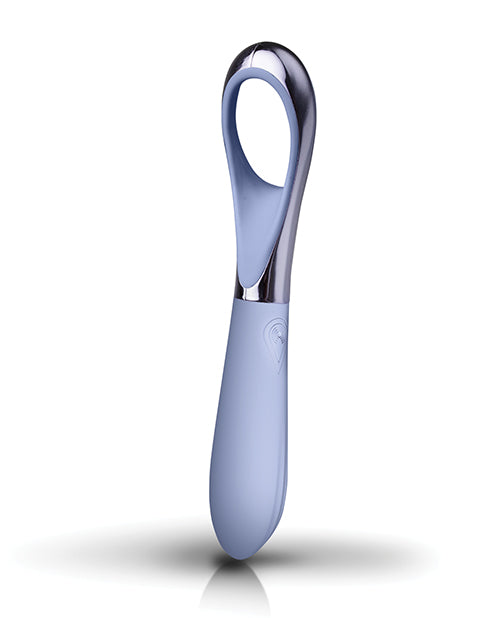 Niya 3 Cornflower Precision Point Finger Vibrator shown in elegant cornflower blue with a sleek design.