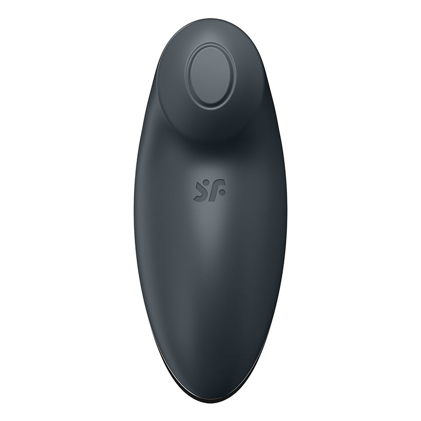 Satisfyer Tap And Climax 2 Vibrator Grey top view showcasing sleek design and modern grey finish.