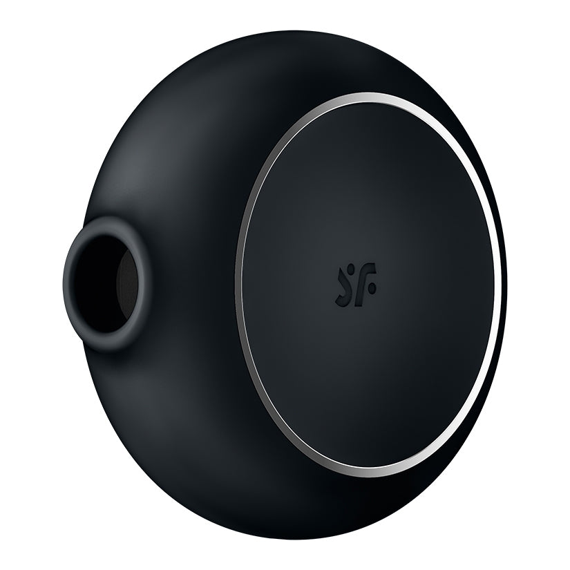 Satisfyer Pro To Go 3 Pressure Wave Vibrator Black close-up view showcasing its compact design and sleek finish.