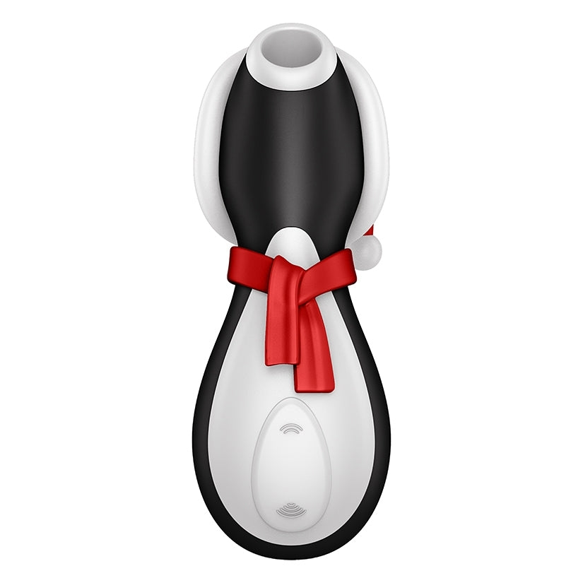 Satisfyer Penguin Holiday Edition Air Pulse Vibrator, festive penguin-shaped toy for touch-free clitoral pleasure.