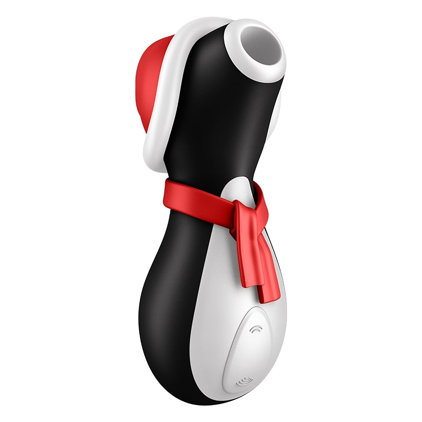 Satisfyer Penguin Holiday Edition Air Pulse Vibrator in playful penguin shape with festive colors.