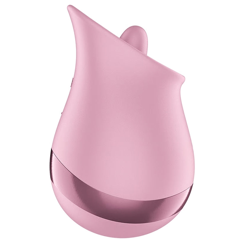 Satisfyer Tongue Player Clitoral Vibrator in a sleek pink design for enhanced clitoral stimulation.