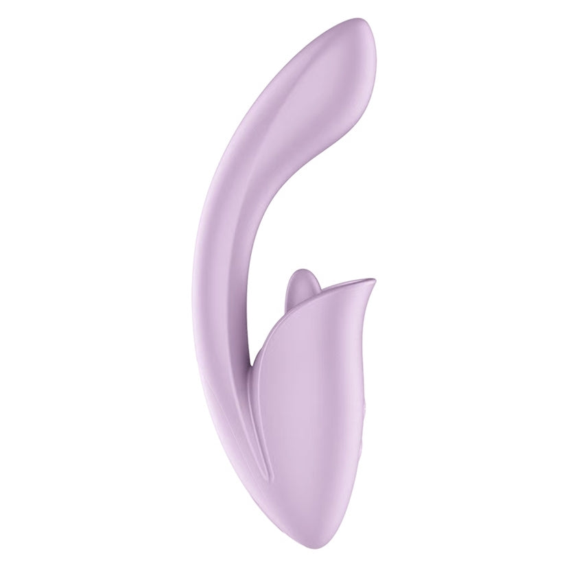 Satisfyer Tongue Expert Licking G-Spot Vibrator in a sleek tulip shape for clitoral and G-spot stimulation.