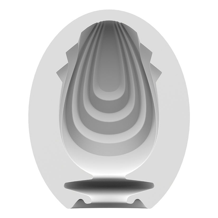 Satisfyer Savage Single Use Masturbator Egg close-up showing its textured interior for enhanced stimulation.