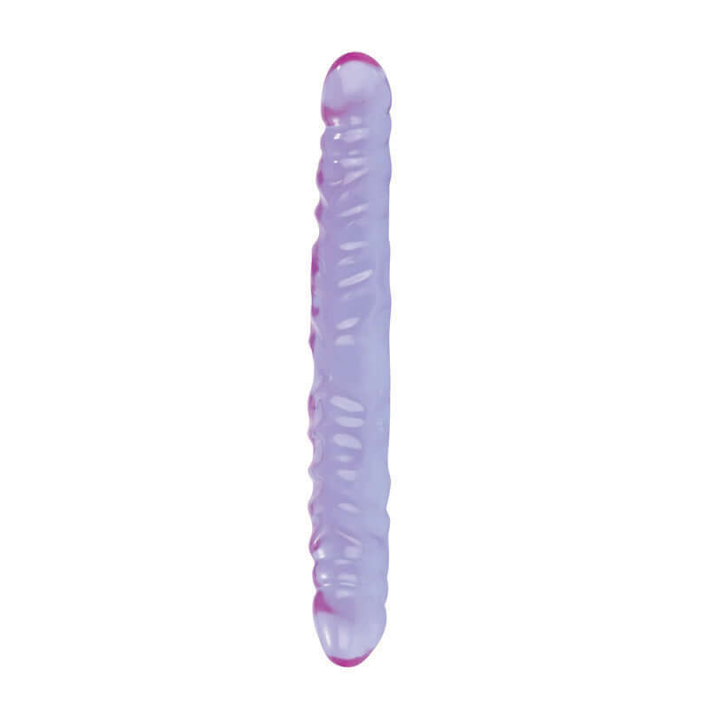Reflective Gel Veined Double Dong 12 Inch Lavender shown in iridescent jelly with raised texture.