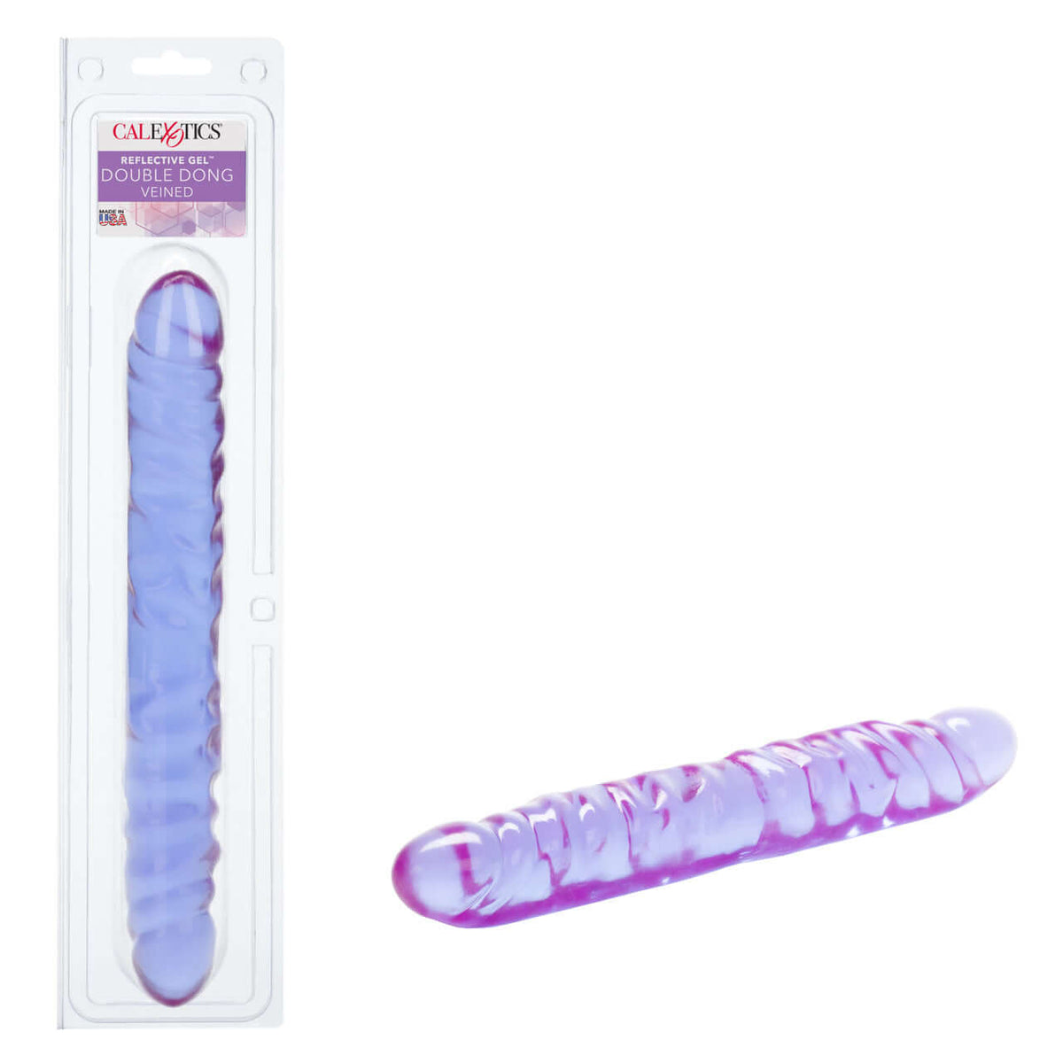 Reflective Gel Veined Double Dong 12 Inch Lavender showcased with its bright, iridescent finish and veined texture.