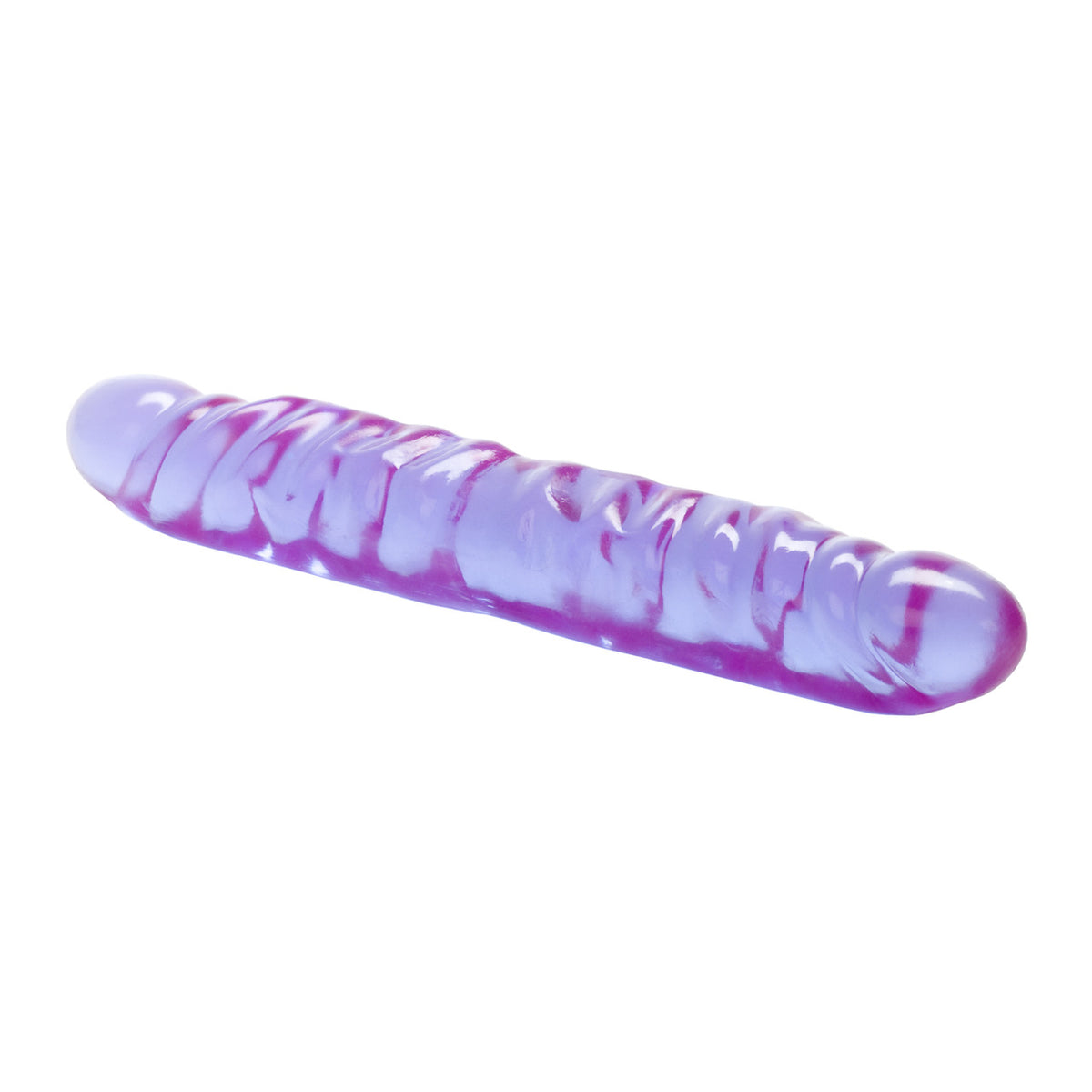 Reflective Gel Veined Double Dong 12 Inch Lavender shown in iridescent lavender with thick veined texture.