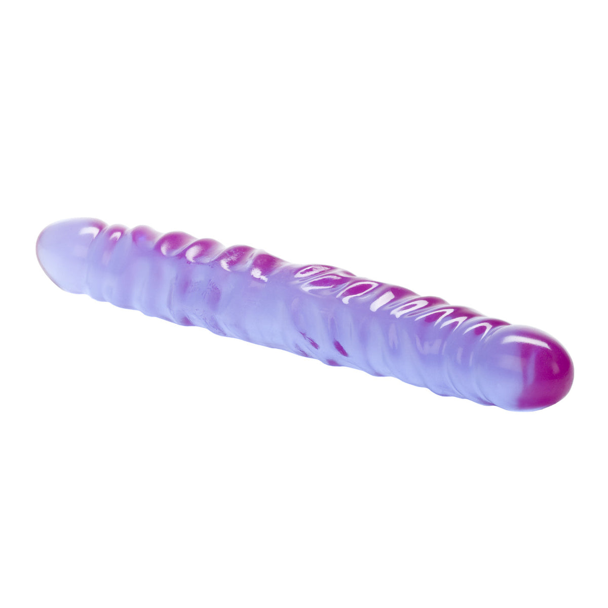 Reflective Gel Veined Double Dong 12 Inch Lavender in iridescent lavender jelly with thick veined texture.